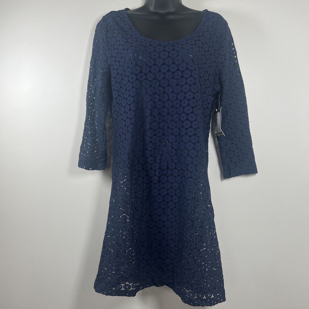 QUICKSILVER NEW Navy Blue Crochet Dress Swim Coverup Knit S